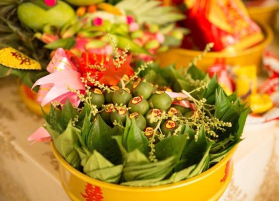 tráp trầu cau mâm lễ dạm ngõ của lễ cưới truyền thống