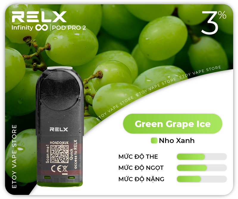 Pod Dầu RELX Pod Pro 2 Green Grape Ice Chính Hãng