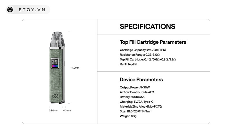 Thông số OXVA XLIM PRO