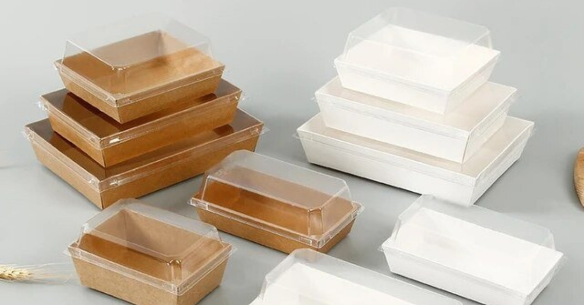 Hộp giấy kraft nắp PET  đựng thực phẩm