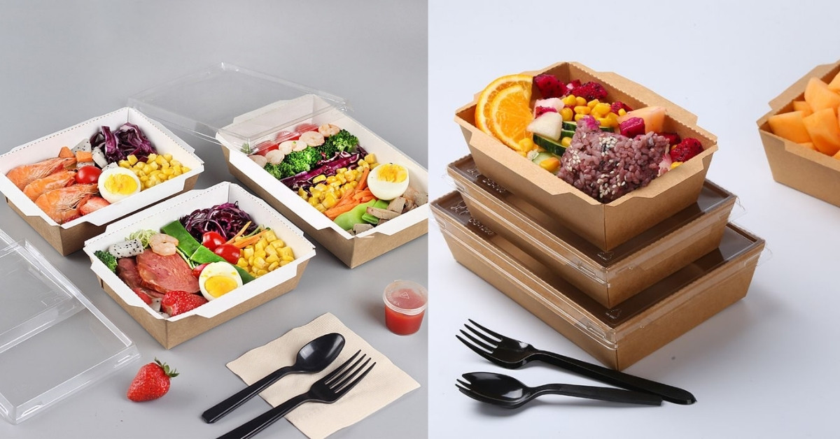 Hộp giấy kraft nắp PET dễ dàng sử dụng và tiện lợi