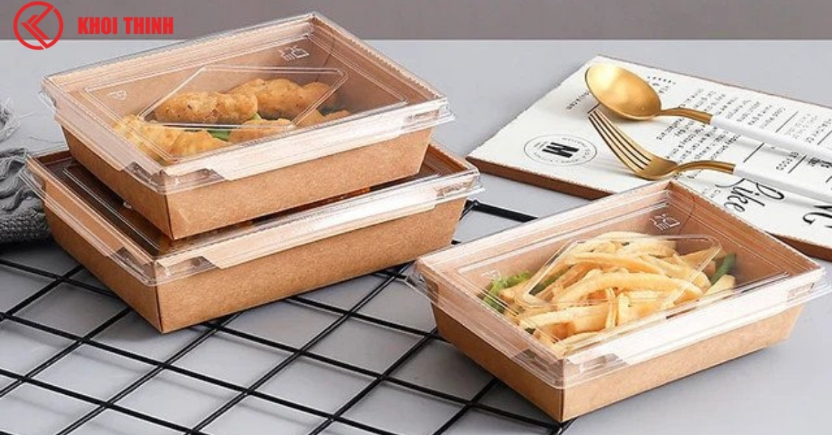 Hộp giấy kraft nắp PET đảm bảo an toàn vệ sinh thực phẩm