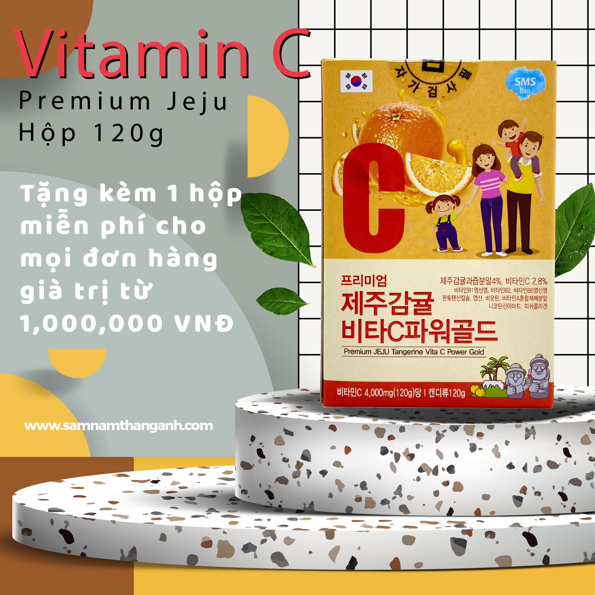 Tặng hộp Vitamin C Premium Jeju 120g cho mọi đơn hàng