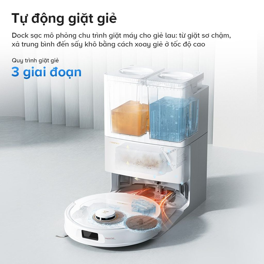 Roborock Qrevo 5AE sở hữu tính năng tự động giặt giẻ lau