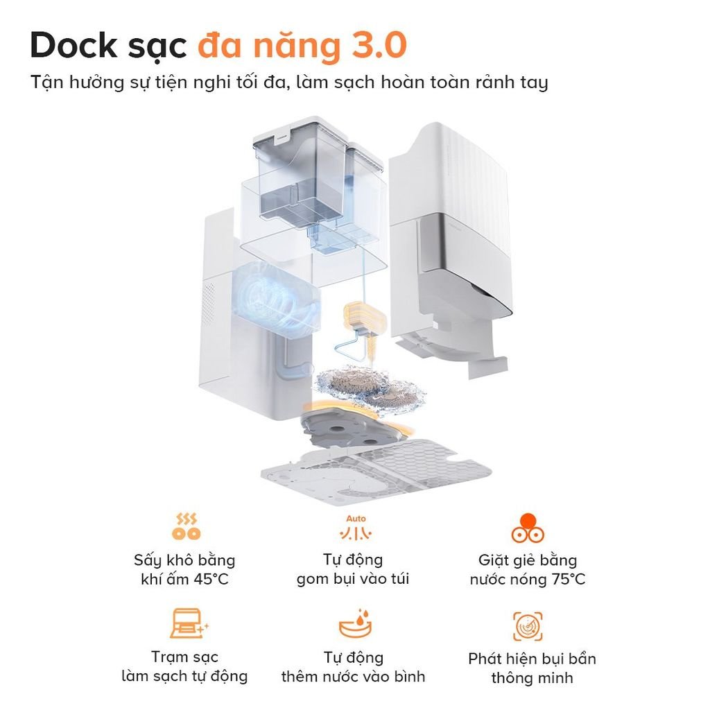 Trạm sạc của Qrevo Edge 5V1 hỗ trợ rất nhiều cho người dùng