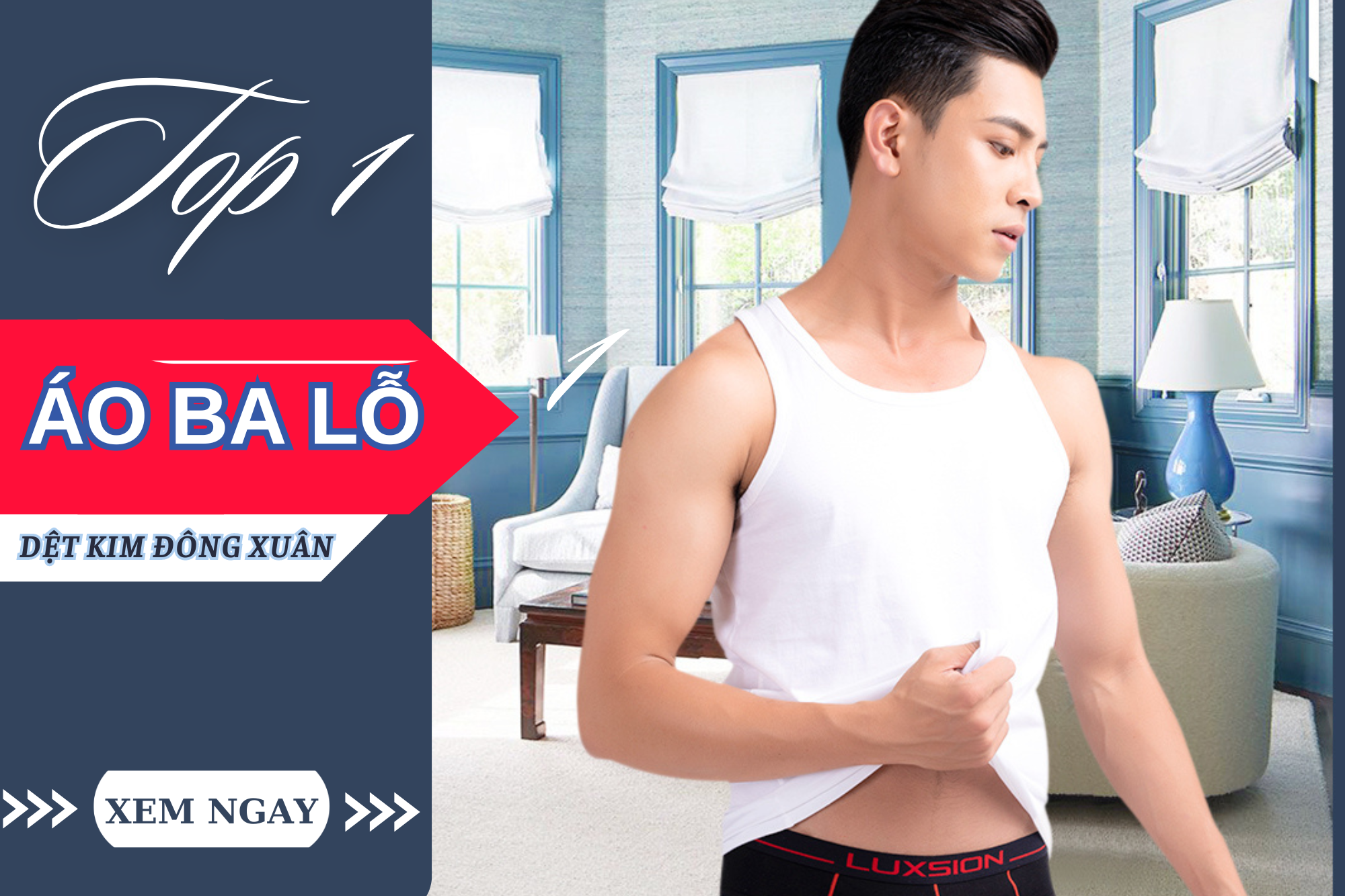 Top 1 Áo ba lỗ dệt kim đông xuân nam Luxsion