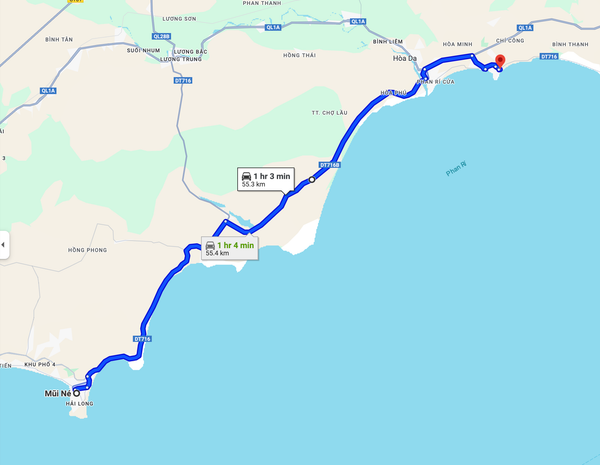 đường đi từ mũi né đến gành son