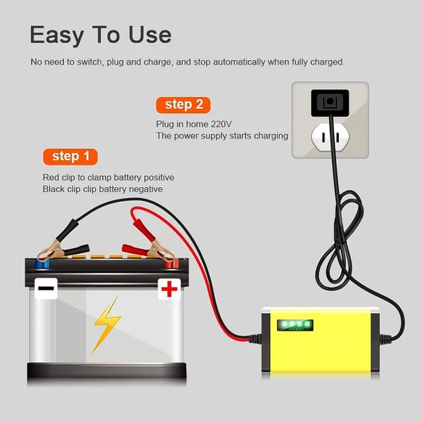Bộ Sạc Ắc Quy Xe Máy 12V 2A Có 6 Đèn Báo Tiện Lợi Nguồn Điện 220V