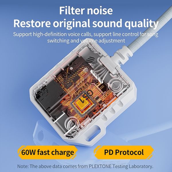 Jack Chuyển Tai Nghe PLEXTONE GS1 Hỗ Trợ Sạc Cho Điện Thoại, IPad Cổng TypeC M1, M2