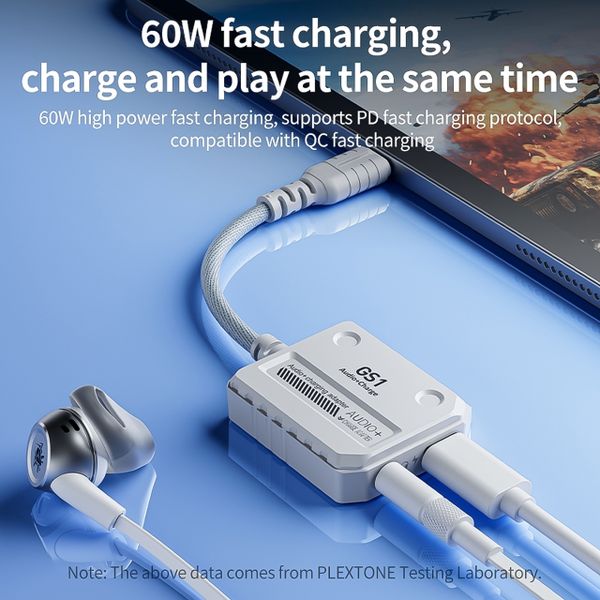 Jack Chuyển Tai Nghe PLEXTONE GS1 Hỗ Trợ Sạc Cho Điện Thoại, IPad Cổng TypeC M1, M2