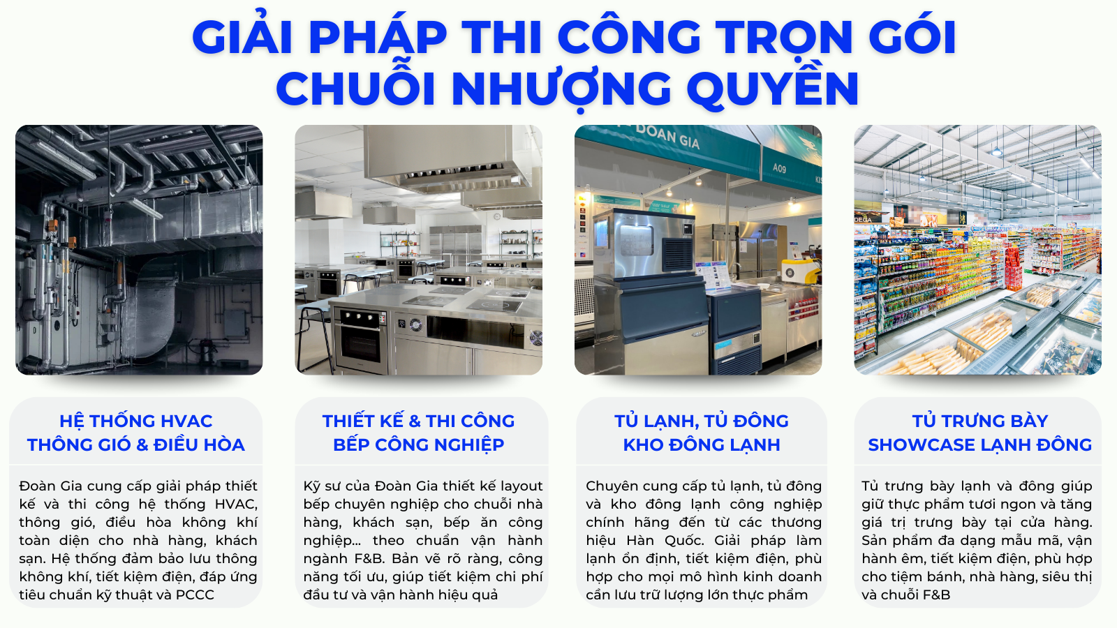 các dịch vụ của giải pháp thi công chuỗi nhượng quyền