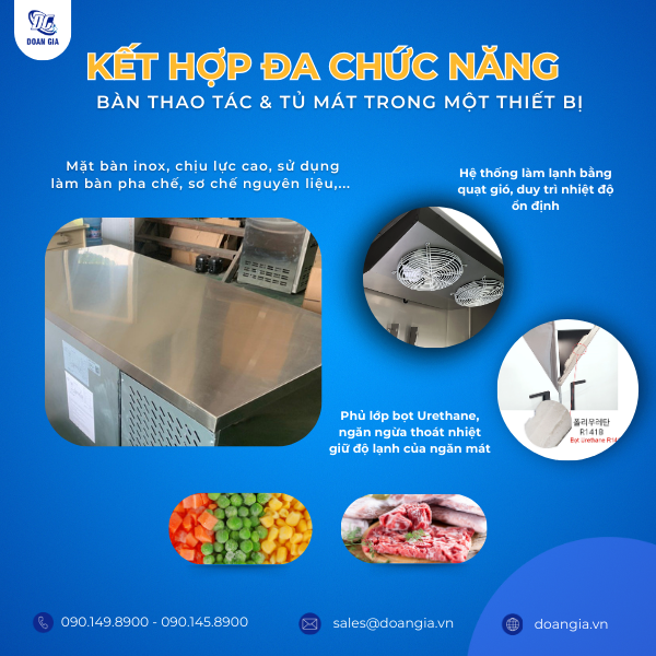 bàn lạnh inox 3 cánh