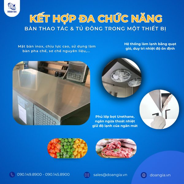 bàn lạnh inox 3 cánh