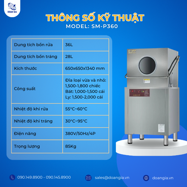 kích thước máy rửa bát