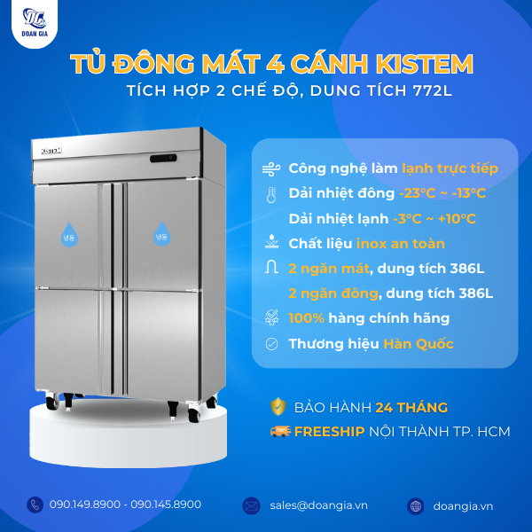 tủ đông mát 4 cánh