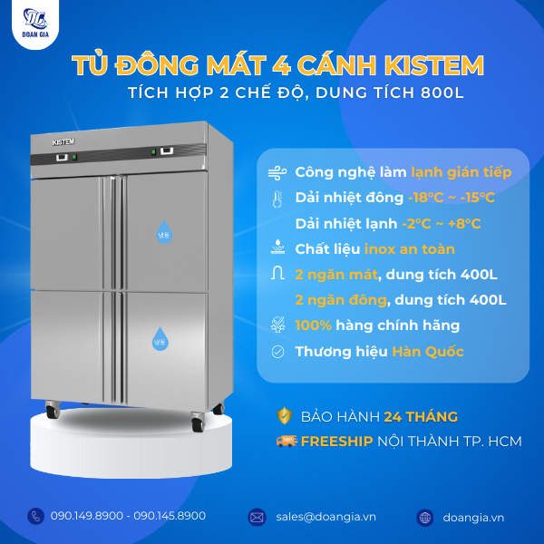 Tủ đông mát 4 cánh KISTEM KIS-XF45HRF