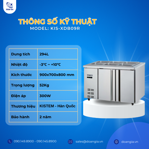 Bảng thông số kỹ thuật của tủ bàn khay KISTEM KIS-XDB12R
