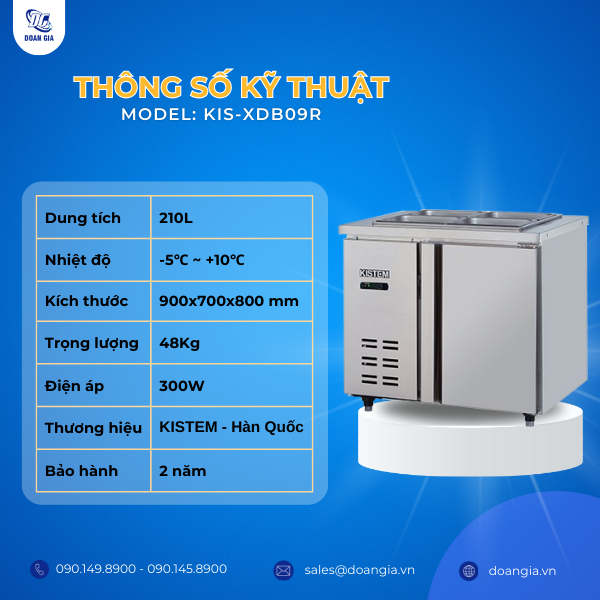 Thông số kỹ thuật của bàn mát salad kistem 900mm