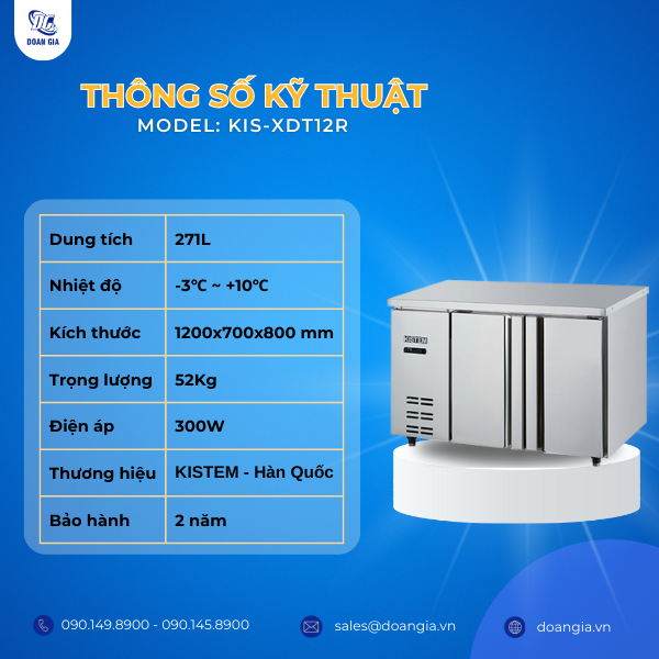 Thông số kỹ thuật của bàn mát KISTEM KIS-XDT12R
