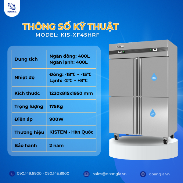 Thông số kỹ thuật của tủ đông mát 2 chế độ KISTEM KIS-XF45HRF