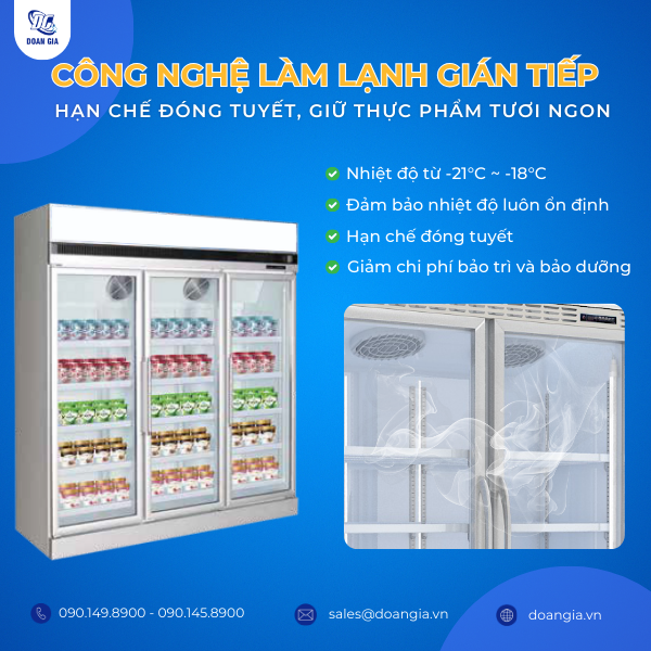 tủ đông 3 cánh kính