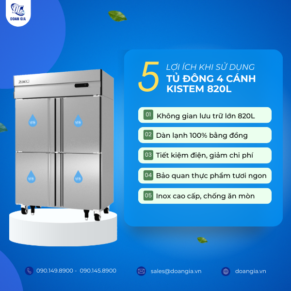 Lợi ích khi sử dụng tủ đông 4 cánh inox