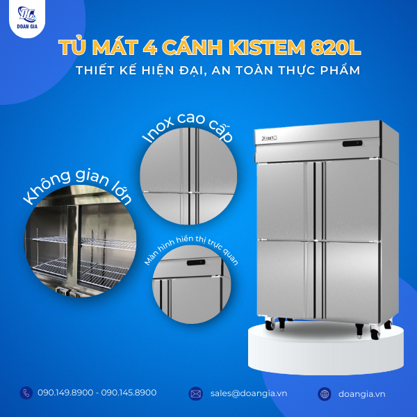 Tủ mát 4 cánh KISTEM inox cao cấp