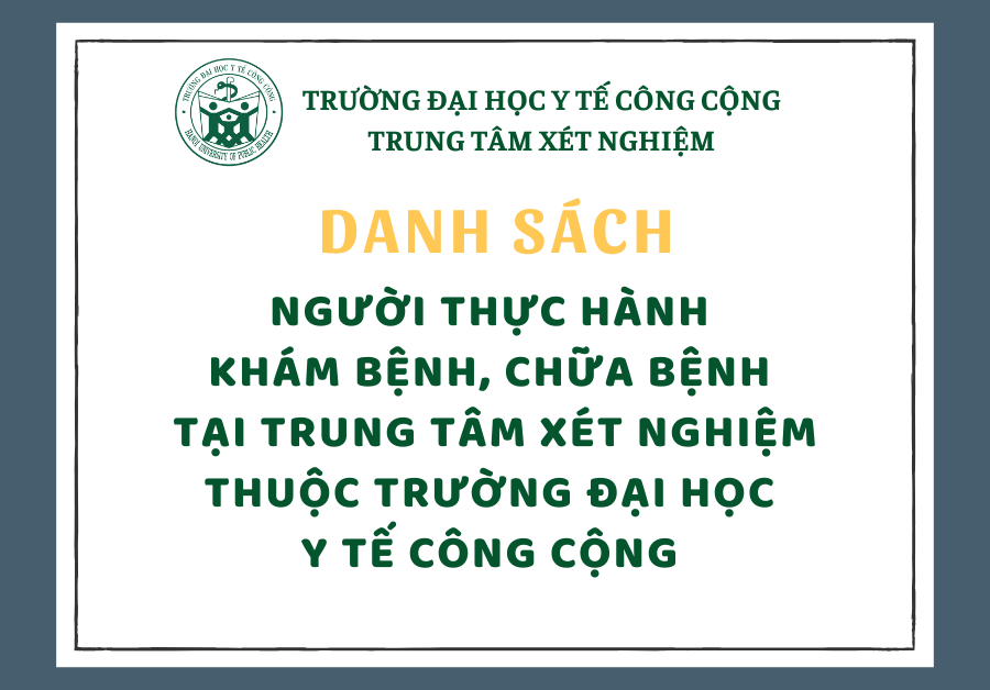 DANH SÁCH NGƯỜI THỰC HÀNH KHÁM CHỮA BỆNH TẠI TRUNG TÂM XÉT NGHIỆM