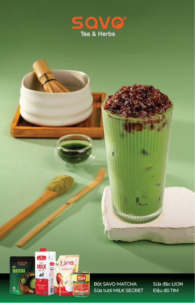 Cách làm matcha đậu đỏ béo bùi, thơm ngon, đơn giản. Nguồn: savotea.com