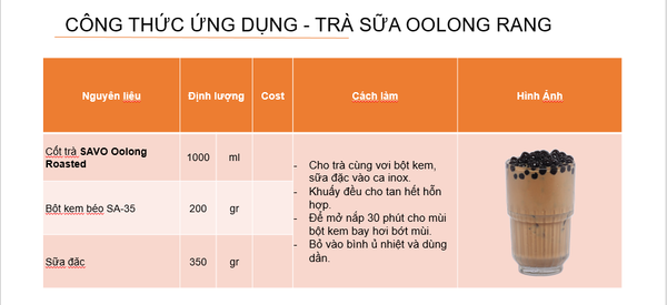 Cách làm trà sữa Oolong rang với giá cost tối ưu cho kinh doanh. Nguồn: savotea.com