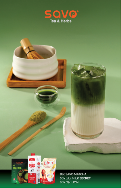 Công thức pha matcha latte đơn giản, thơm ngon. Nguồn: Savotea.com