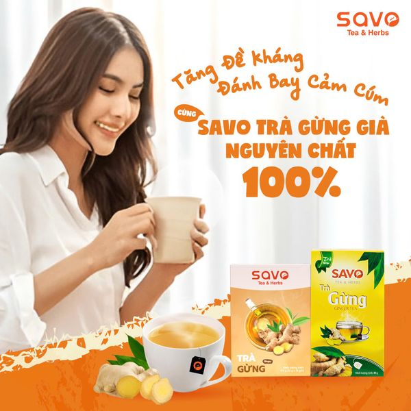 Bộ đôi trà gừng SAVO giúp cơ thể tăng đề kháng, làm ấm hiệu quả. Nguồn: savotea.com