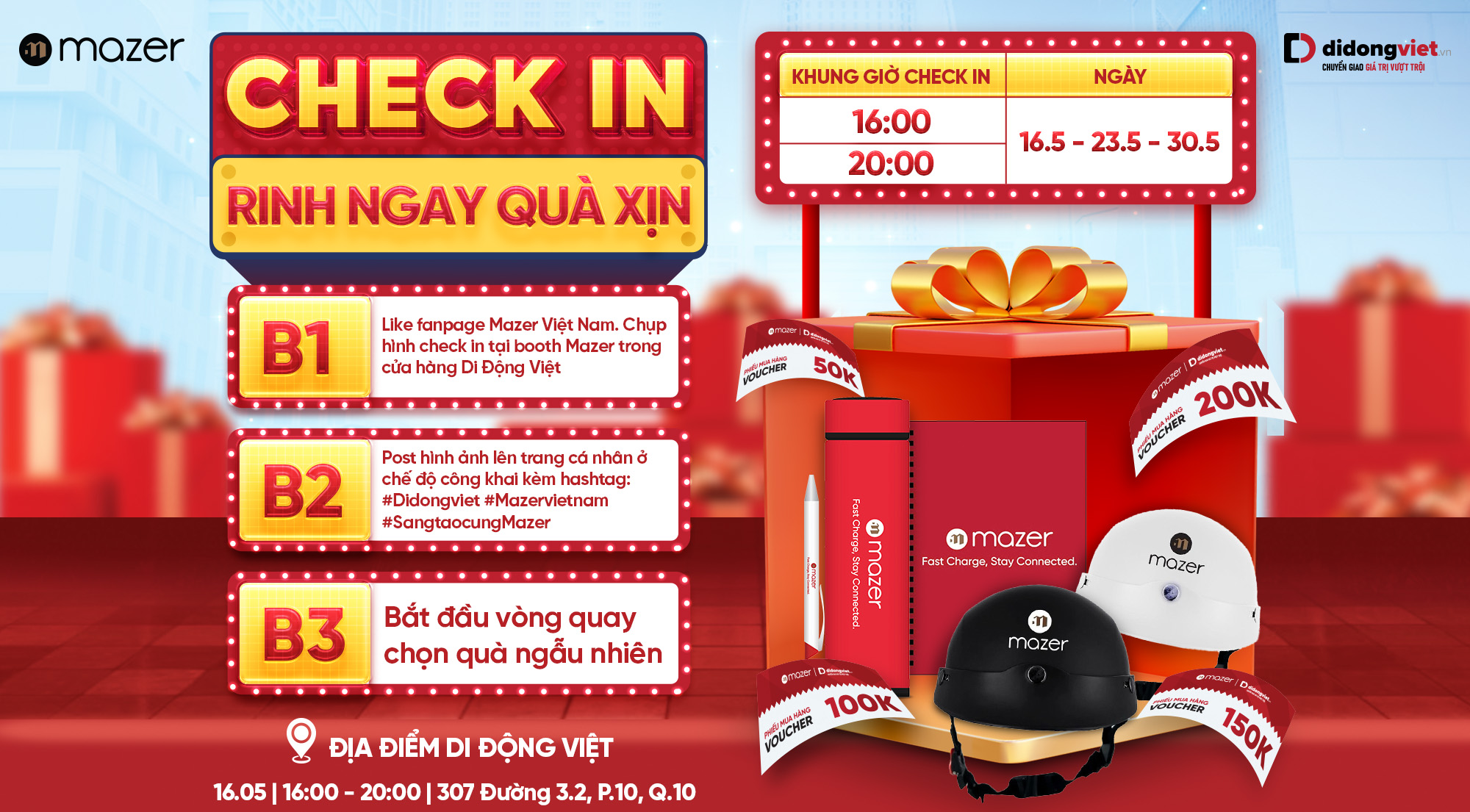 Check-in Nhận Quà Cực Đã Cùng Mazer Tại Di Động Việt