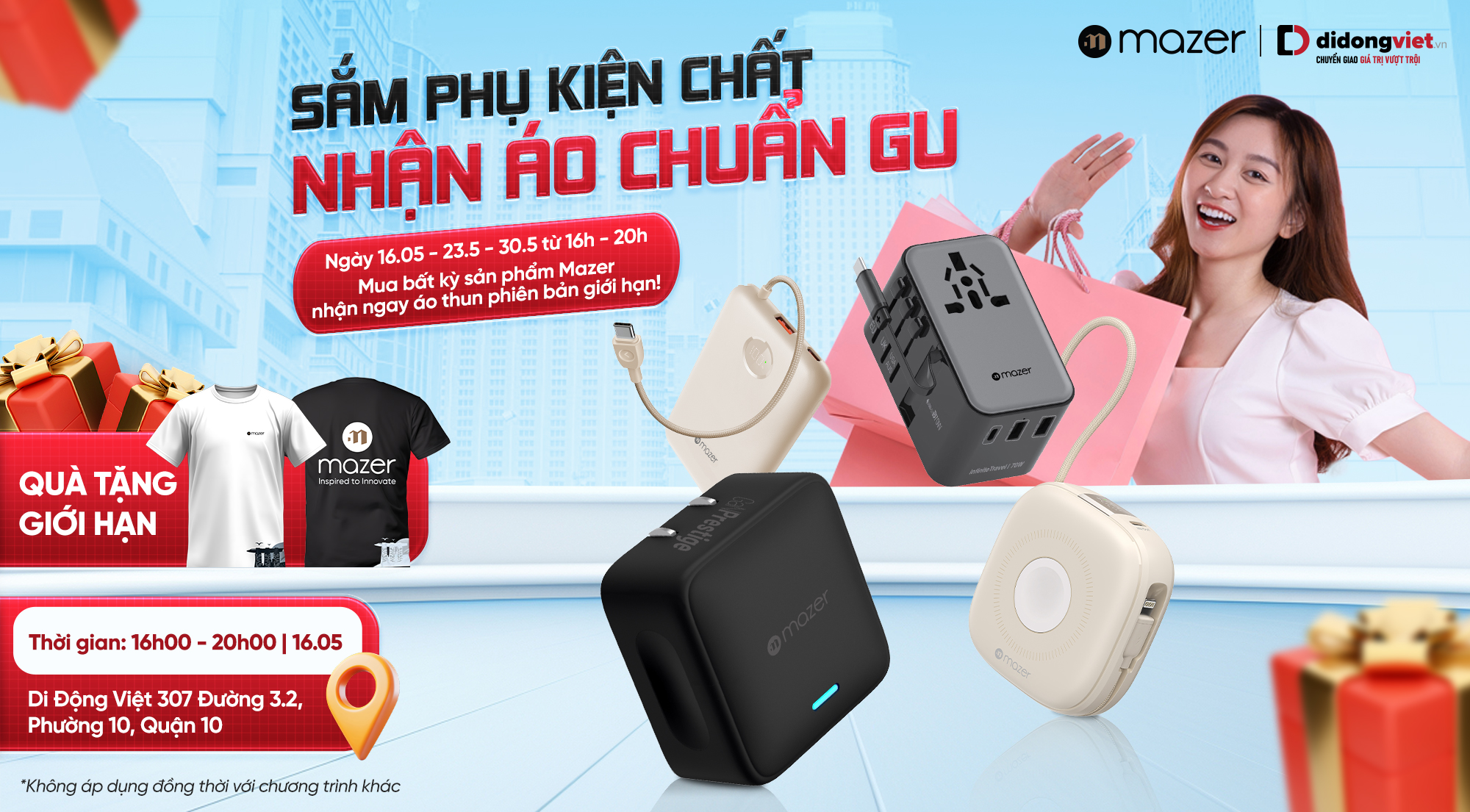 Mua bất kỳ sản phẩm Mazer – Nhận ngay áo thun phiên bản giới hạn tại Di Động Việt