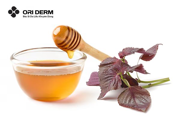Mặt nạ lá tía tôLá tía tô kết hợp với mật ong