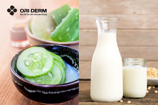 Đắp mặt nạ dưa chuột và sữa tươi trị thâm mụn