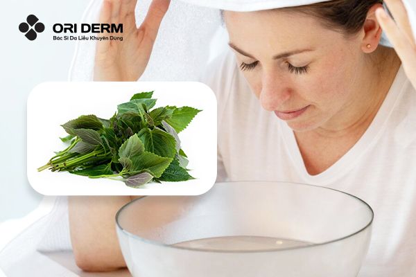 Xông lá tía tô trị mụn