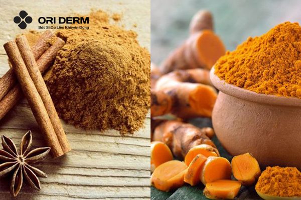 Dùng nghệ và quế để làm mờ thâm mụn