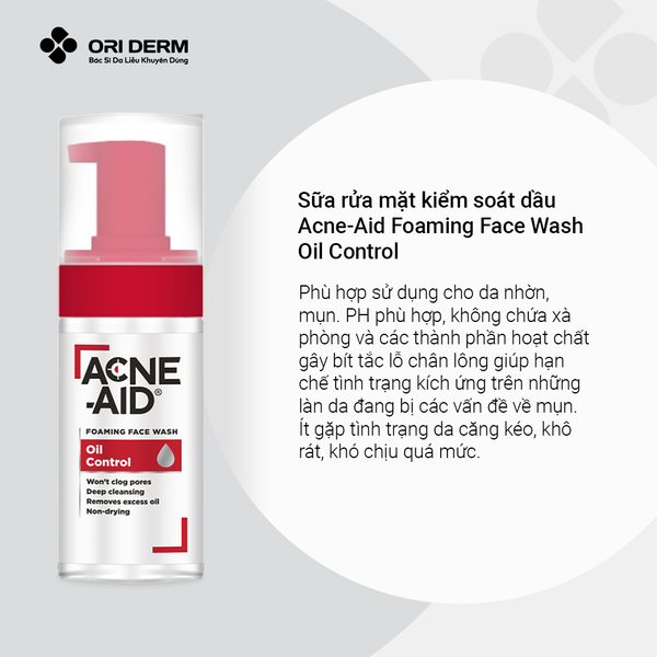 Ưu điểm sữa rửa mặt Acne-Aid Foaming Face Wash Oil Control