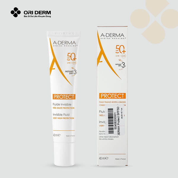 Kem chống nắng ADERMA Protect Fluid Invisible SPF50+ 40ml