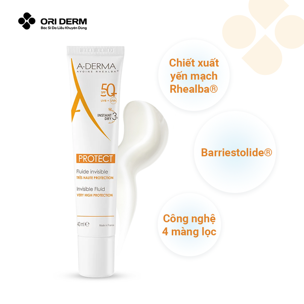 Thành phần kem chống nắng ADERMA Protect Fluid Invisible SPF50+