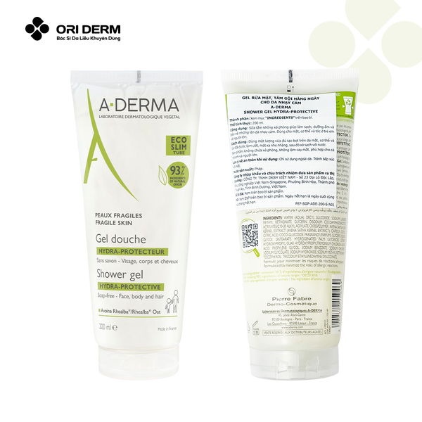 Gel rửa mặt và tắm Aderma Shower Gel Hydra-Protective 200ml