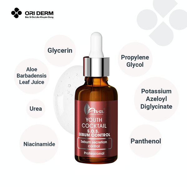 Thành phần serum mờ thâm Ava SOS sebum control 30ml