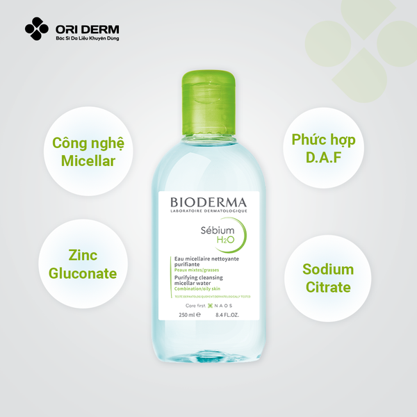 Thành phần nước tẩy trang cho da dầu mụn Bioderma Sébium H2O