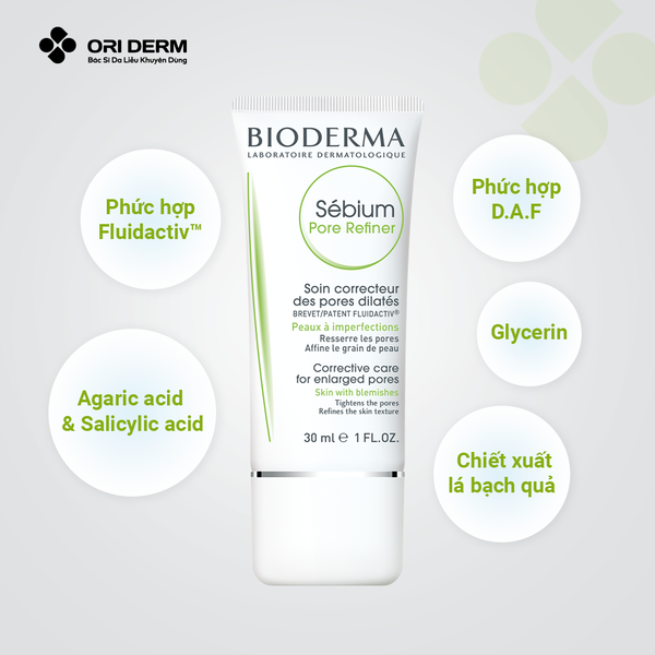 Thành phần kem dưỡng se khít lỗ chân lông Bioderma Sébium Pore Refiner