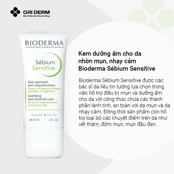 Ưu điểm kem dưỡng ẩm da nhờn mụn Bioderma Sebium Sensitive