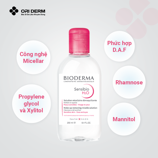 Thành phần nước tẩy trang cho da nhạy cảm Bioderma Sensibio H2O