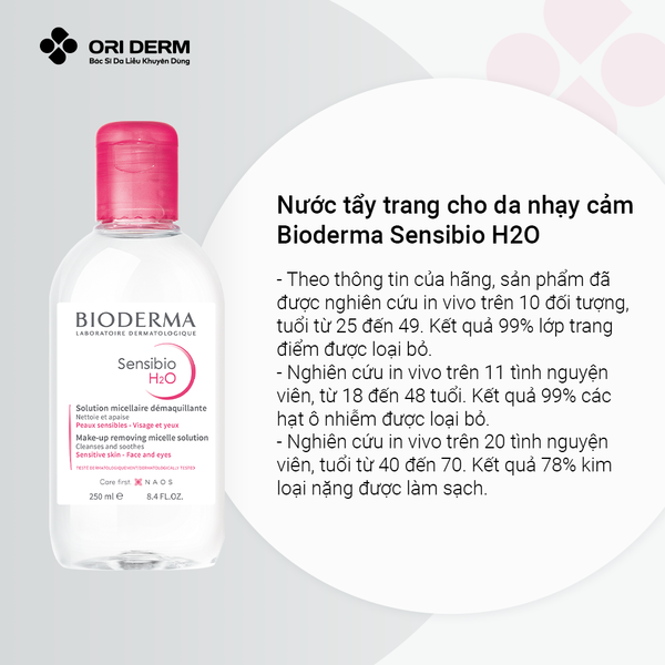 Ưu điểm nước tẩy trang cho da nhạy cảm Bioderma Sensibio H2O