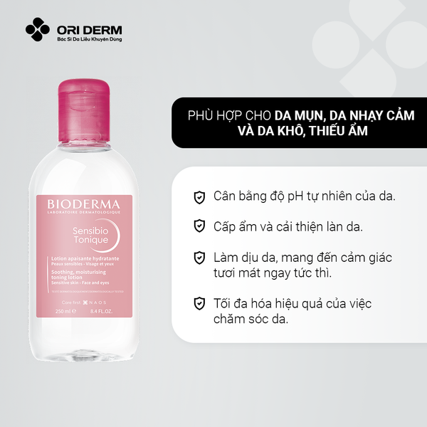 Công dụng toner da dầu mụn nhạy cảm Bioderma Sensibio