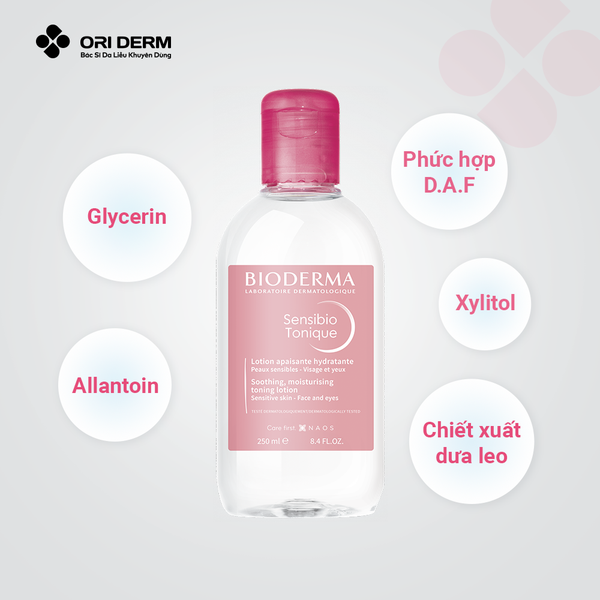 Thành phần toner da dầu mụn nhạy cảm Bioderma Sensibio